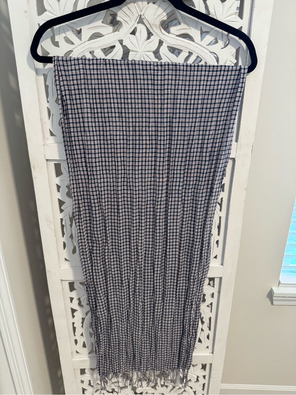 EUC Women’s Plaid Scarf in Blue, White & Red